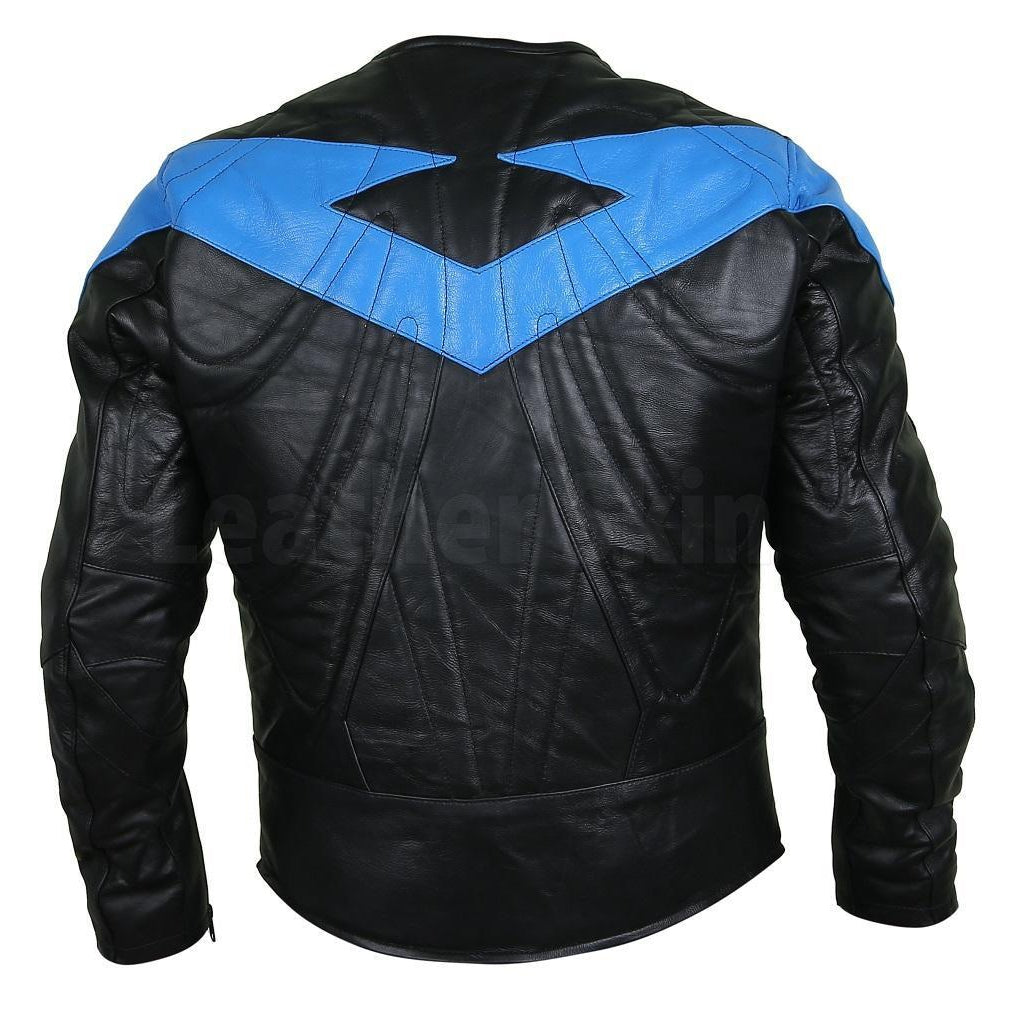 Ideal Black Leather Jacket with Energetic Blue Patch - 2XL - Leather ...