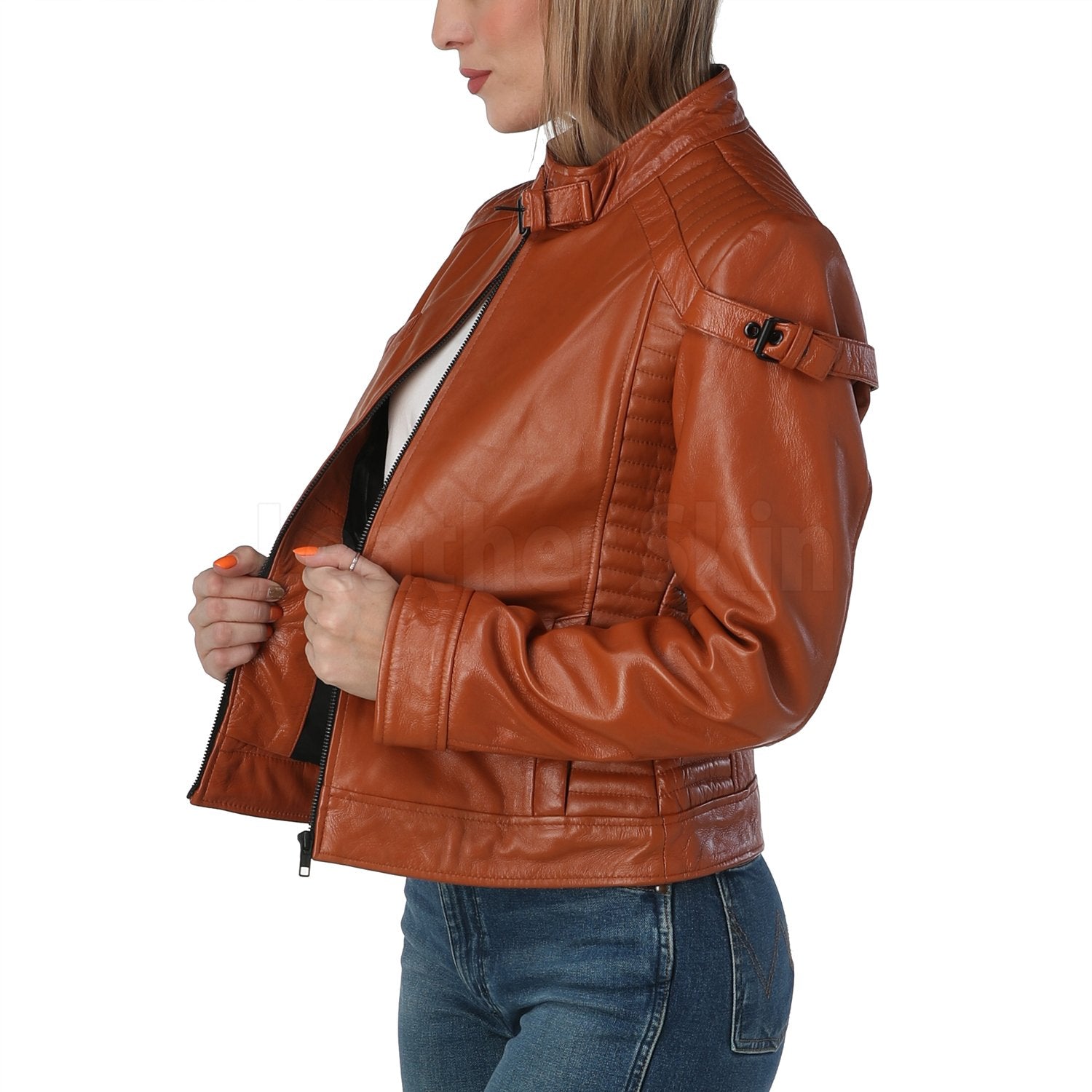 Katniss Cognac Brown Leather Jacket