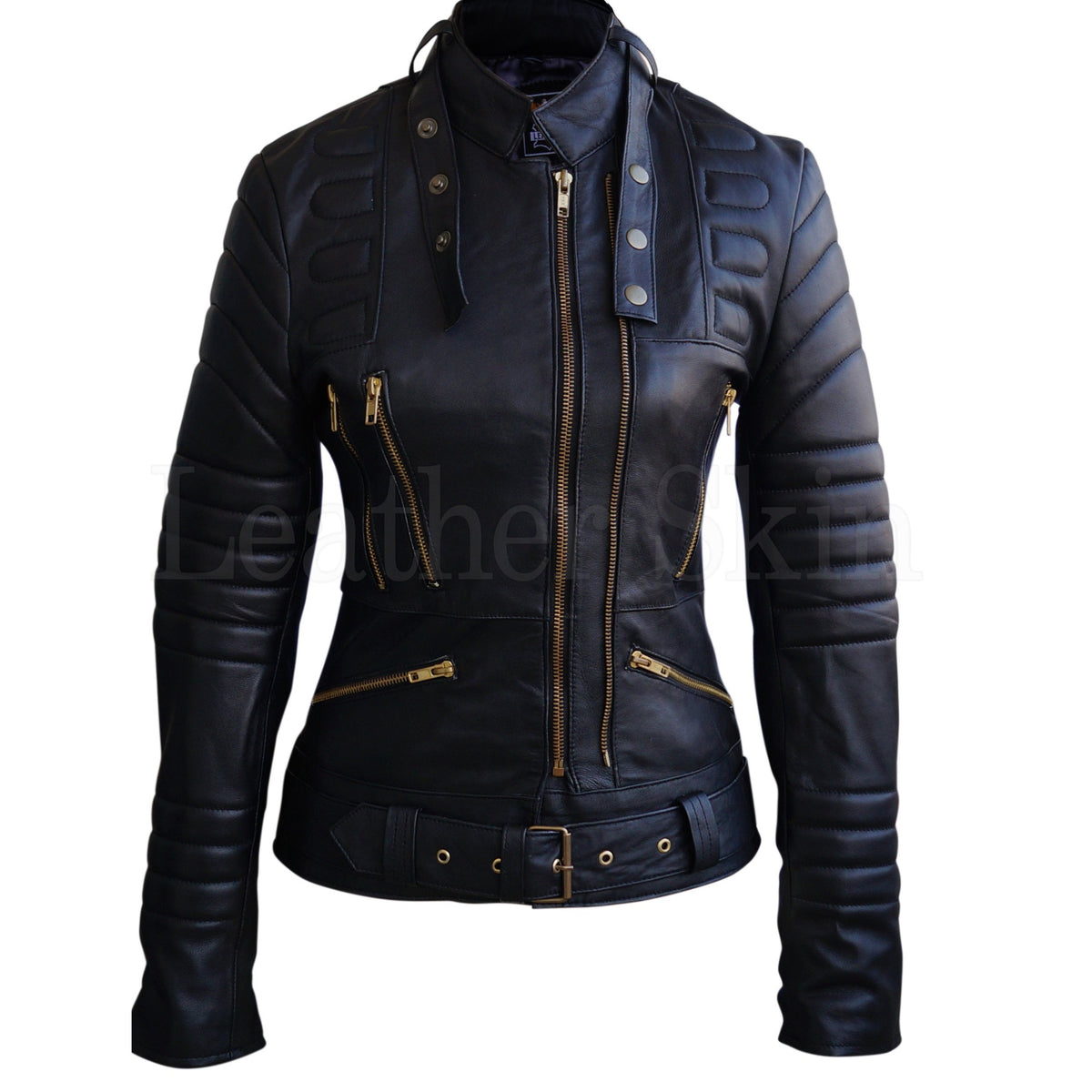 Sophie Marceau Style Women Black Padded Quilted Celebrity Leather Jacket