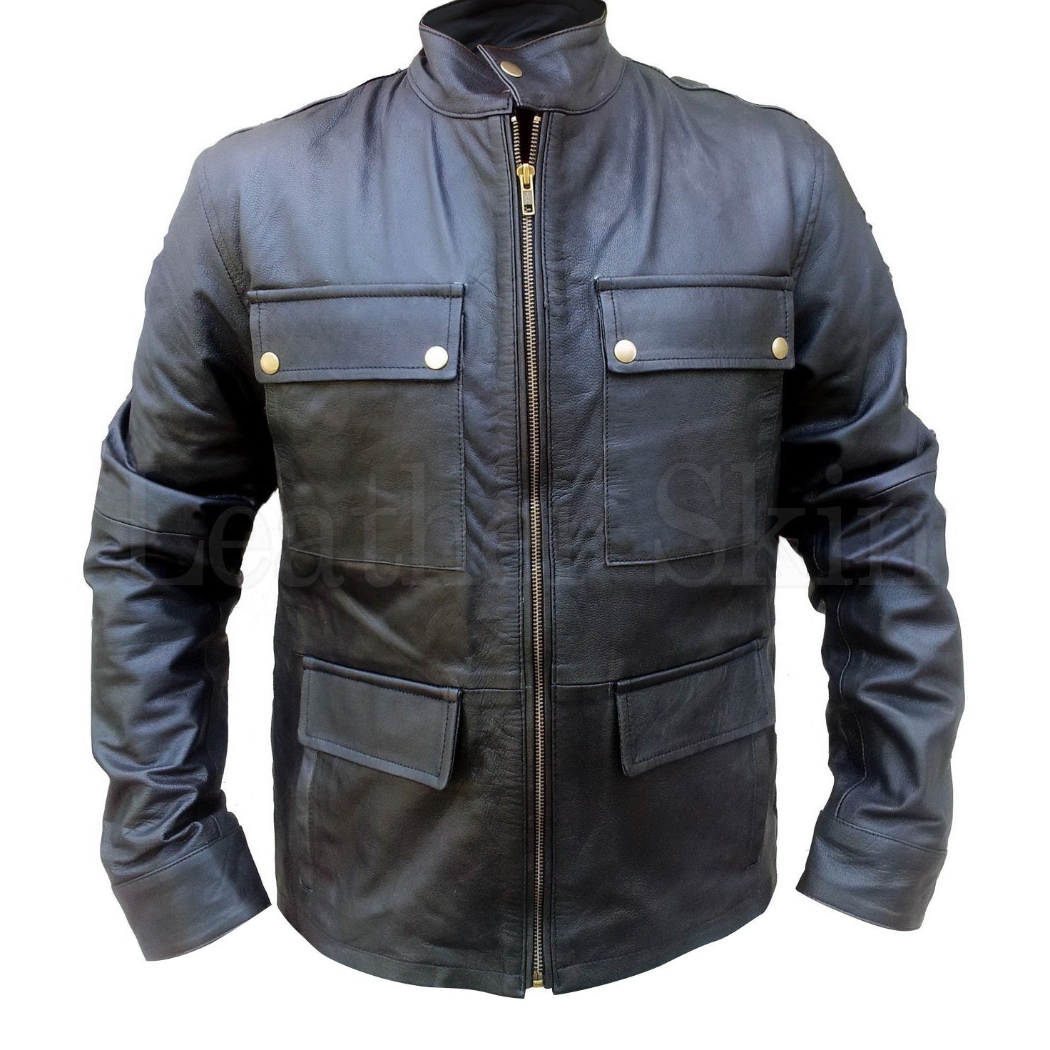NWT Stylish Black Men Genuine Leather Jacket with Front Pockets - Leather  Skin Shop