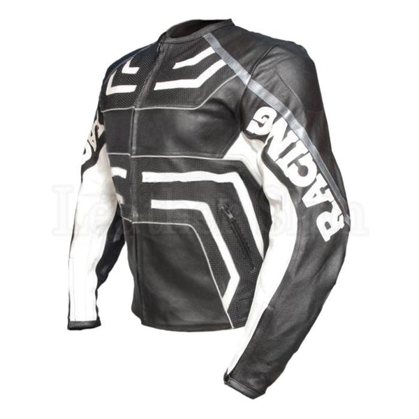 Black with White Pattern Motorcycle Biker Racing Premium ...