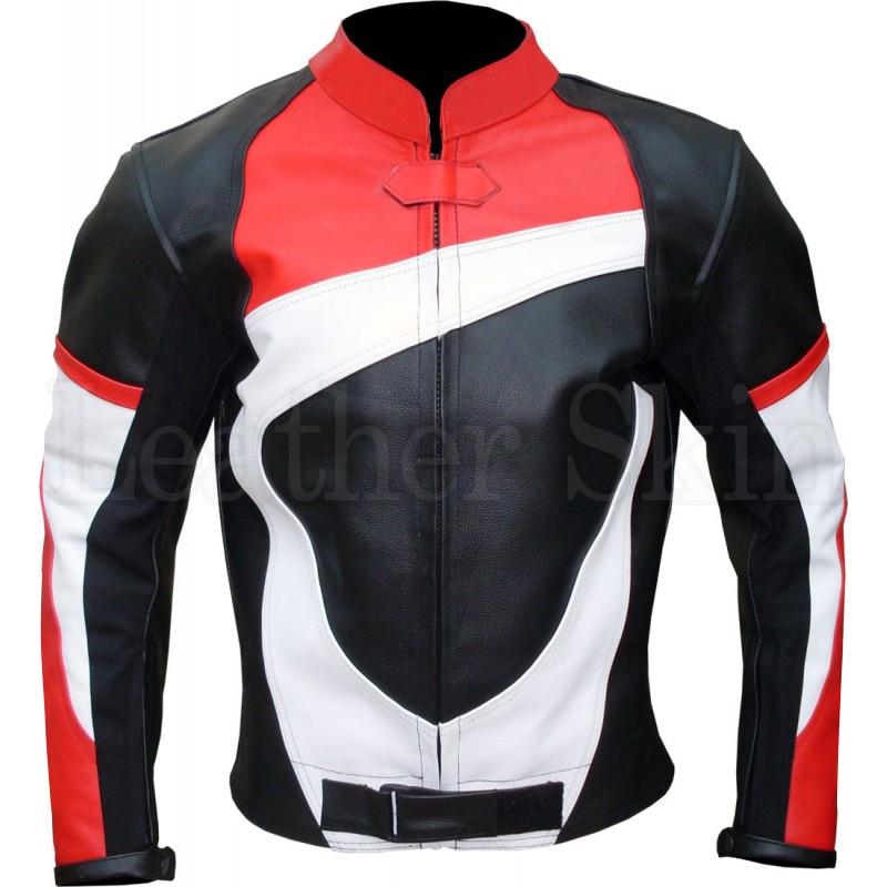 Red Motorcycle Biker Genuine Leather 