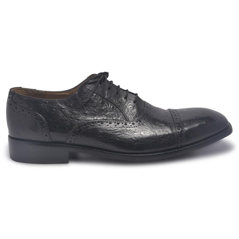 Men Black Brogue Glossy Oxford Genuine Leather Shoes - Leather Skin Shop
