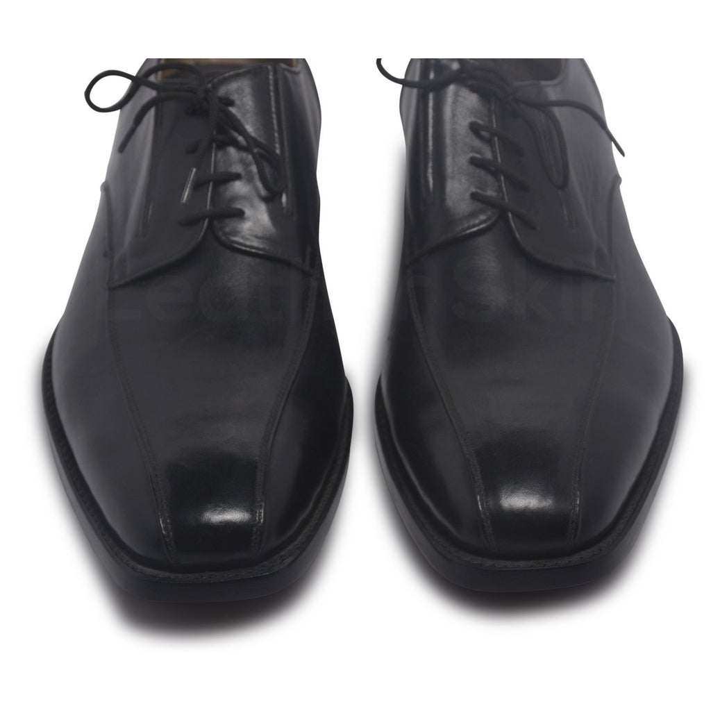 Men Black Derby Laces Genuine Leather Shoes - Leather Skin Shop