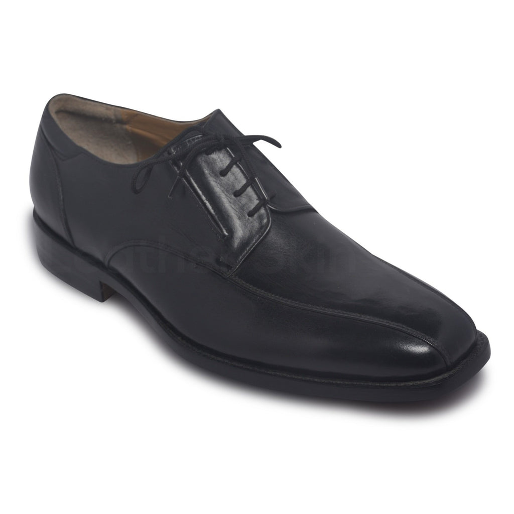 Men Black Derby Laces Genuine Leather Shoes - Leather Skin Shop