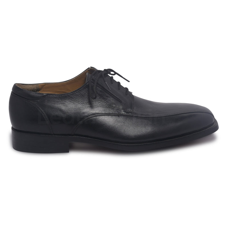 Men Black Derby Laces Genuine Leather Shoes - Leather Skin Shop