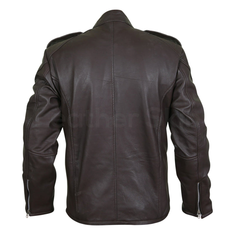 Men Black Genuine Leather Jacket with Double zippers on chest - Leather ...