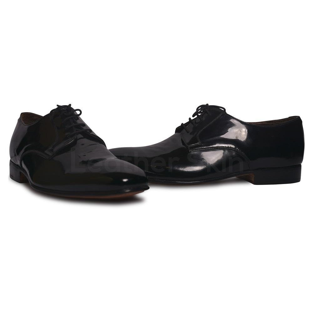 glossy black leather shoes