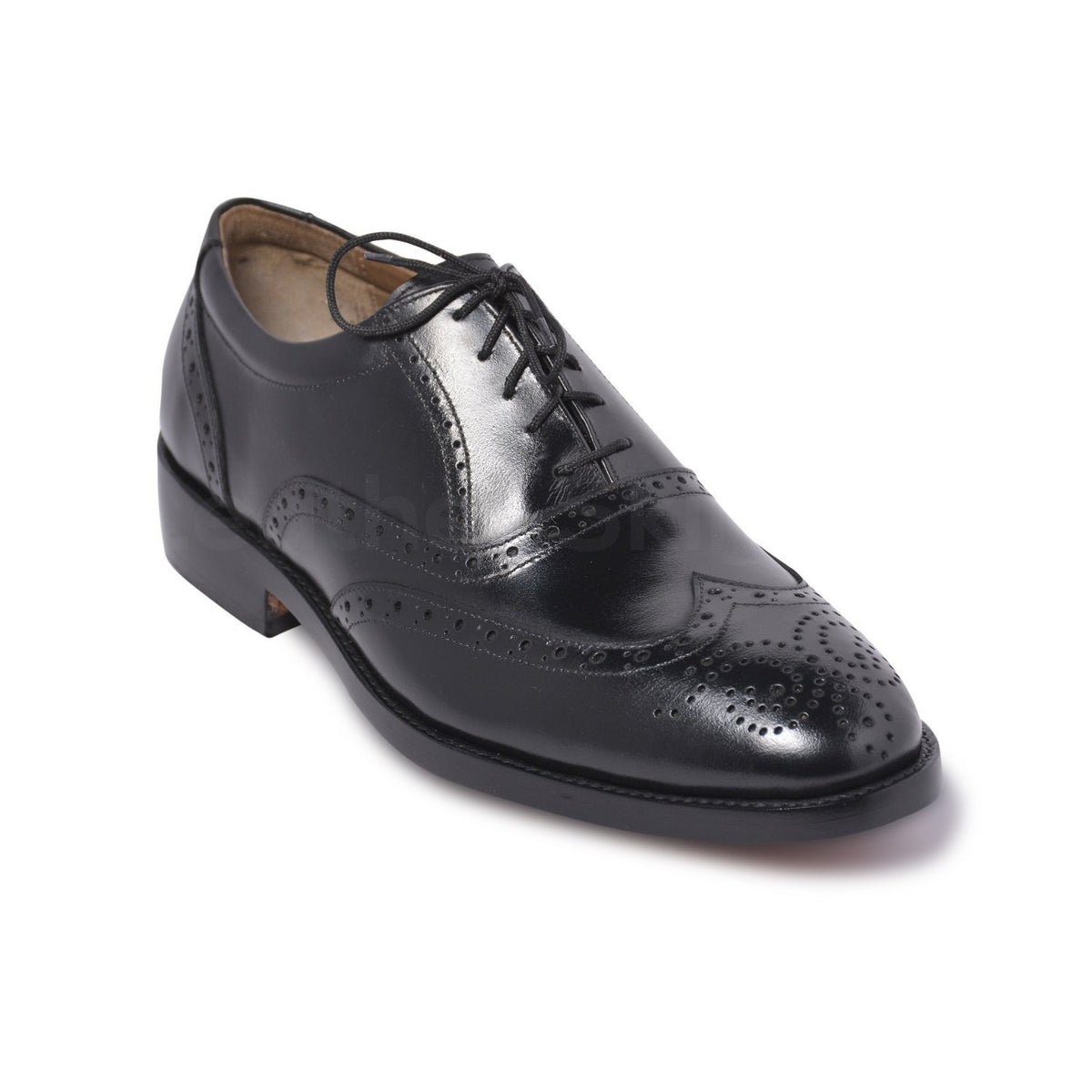 Mens Black Oxford Brogue Wingtip Genuine Leather Shoes - Leather Skin Shop