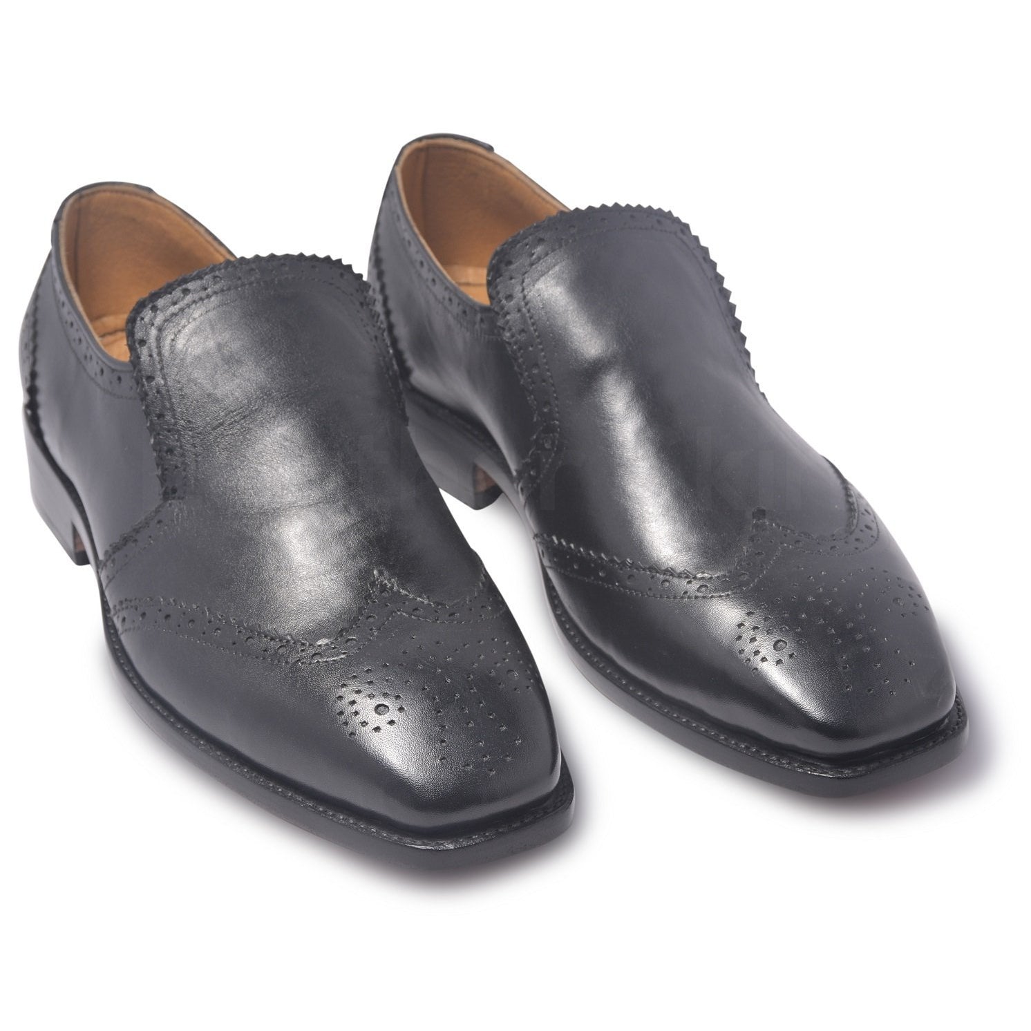 mens black slip on brogues