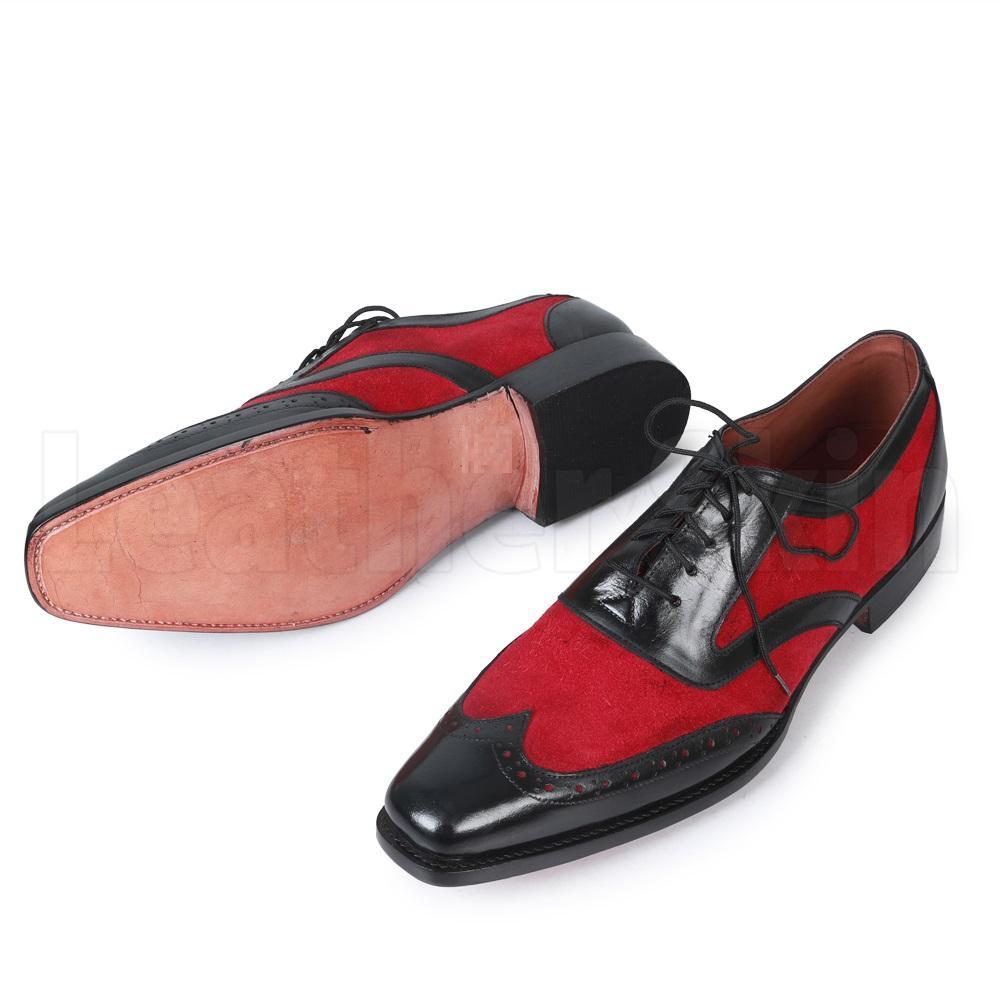 mens red leather shoes