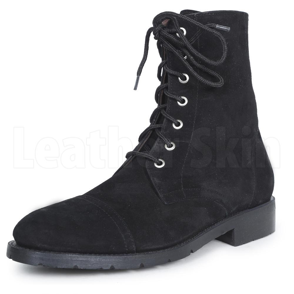 Men Black Suede Lace up Ankle Genuine 