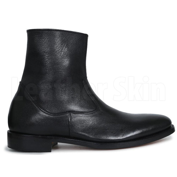 black genuine leather boots