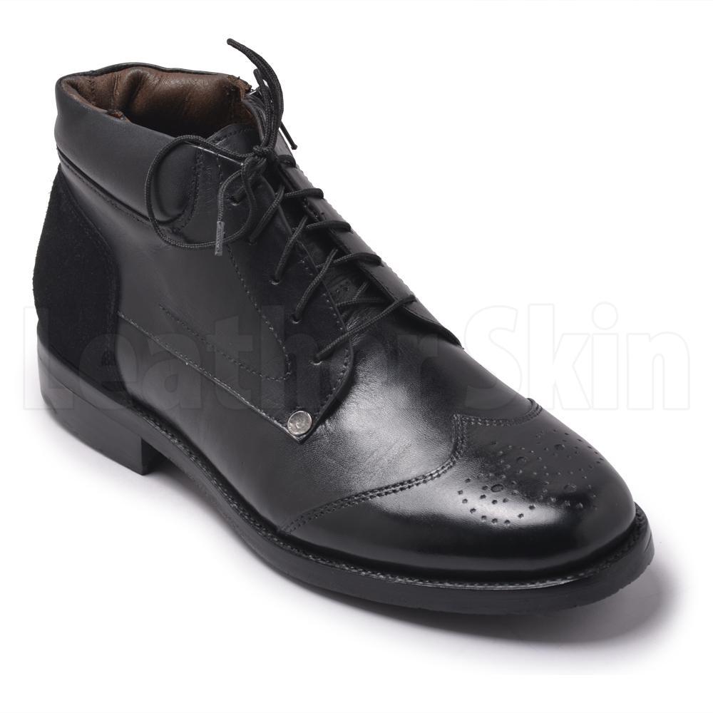 Men Black Zipper Ankle Genuine Leather Boots - Leather Skin Shop