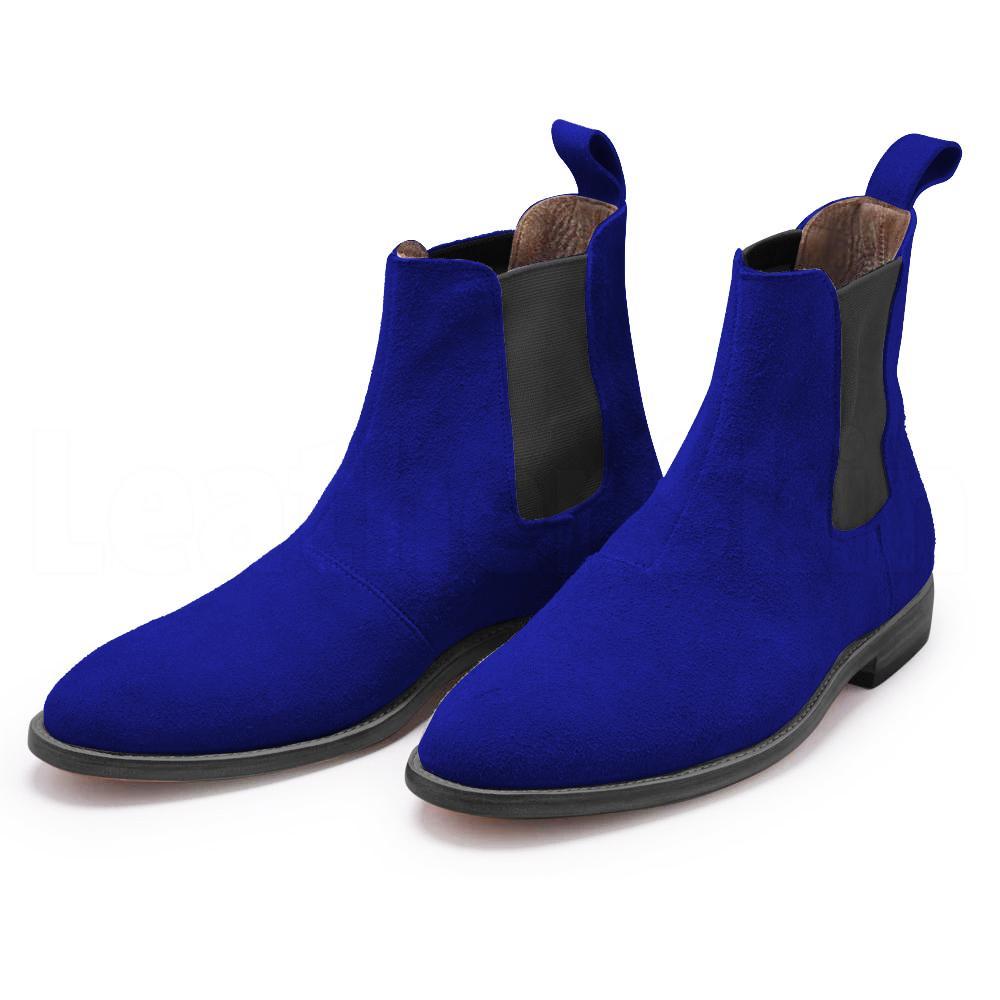 blue suede chelsea boots mens