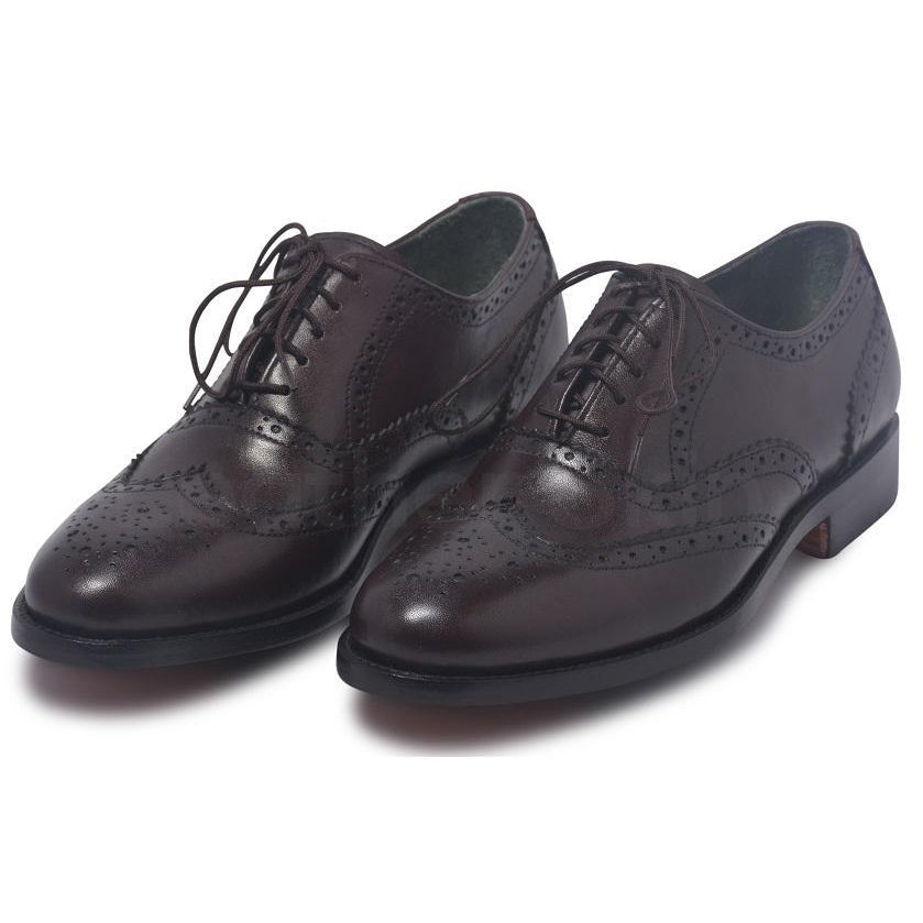 Men Brown Brogue Wingtip Genuine Leather Shoes - Leather Skin Shop
