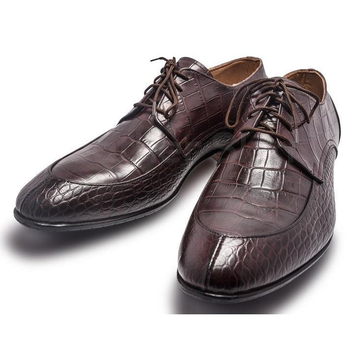 Men Brown Crocodile Shoes with Derby 