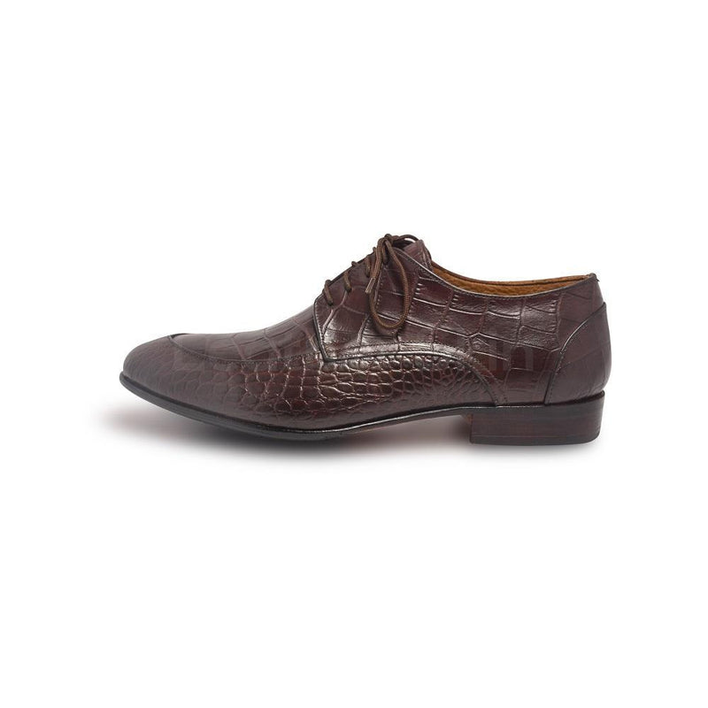 Men Brown Crocodile Shoes with Derby Style and Algonquin Toe - Leather ...