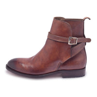 Men Brown Jodhpurs Ankle Leather Boots - Leather Skin Shop