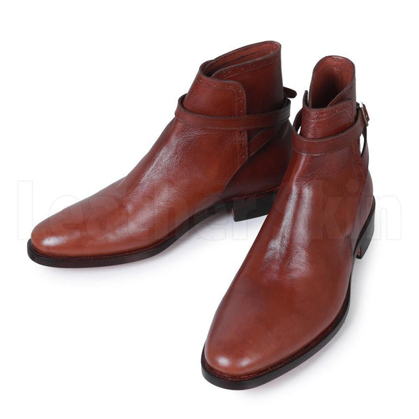 Men Brown Jodhpurs Genuine Leather Boots - Leather Skin Shop