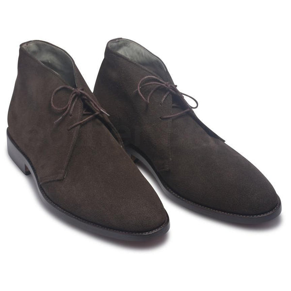 Men Brown Lace Up Suede Chukka Leather Boots - Leather Skin Shop