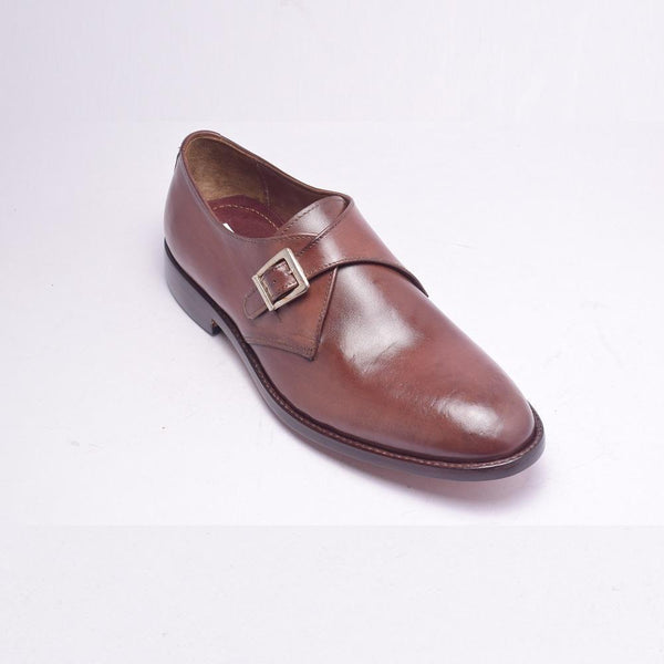 Men Brown Monk Genuine Handmade Leather Shoes - Leather Skin Shop