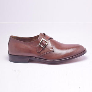 Men Brown Monk Genuine Handmade Leather Shoes - Leather Skin Shop