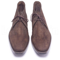 Men Brown Monk Strap Chukka Suede Leather Boots - Leather Skin Shop