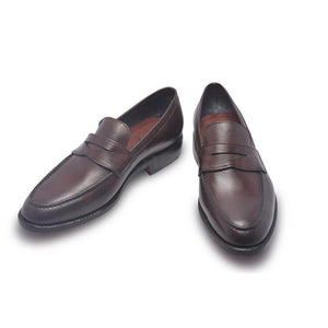 Men Brown Penny Loafer Slip-On Genuine Leather Shoes - Leather Skin Shop