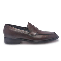 Men Brown Penny Loafer Slip-On Genuine Leather Shoes - Leather Skin Shop