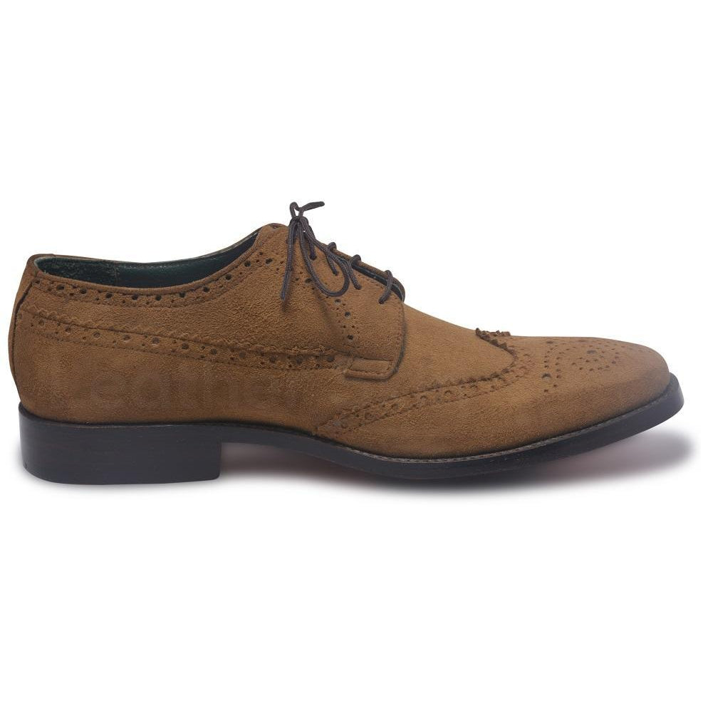 Men Brown Suede Leather Shoes with Laces - Leather Skin Shop