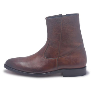 Men Brown Zipper Ankle Genuine Leather Boots - Leather Skin Shop