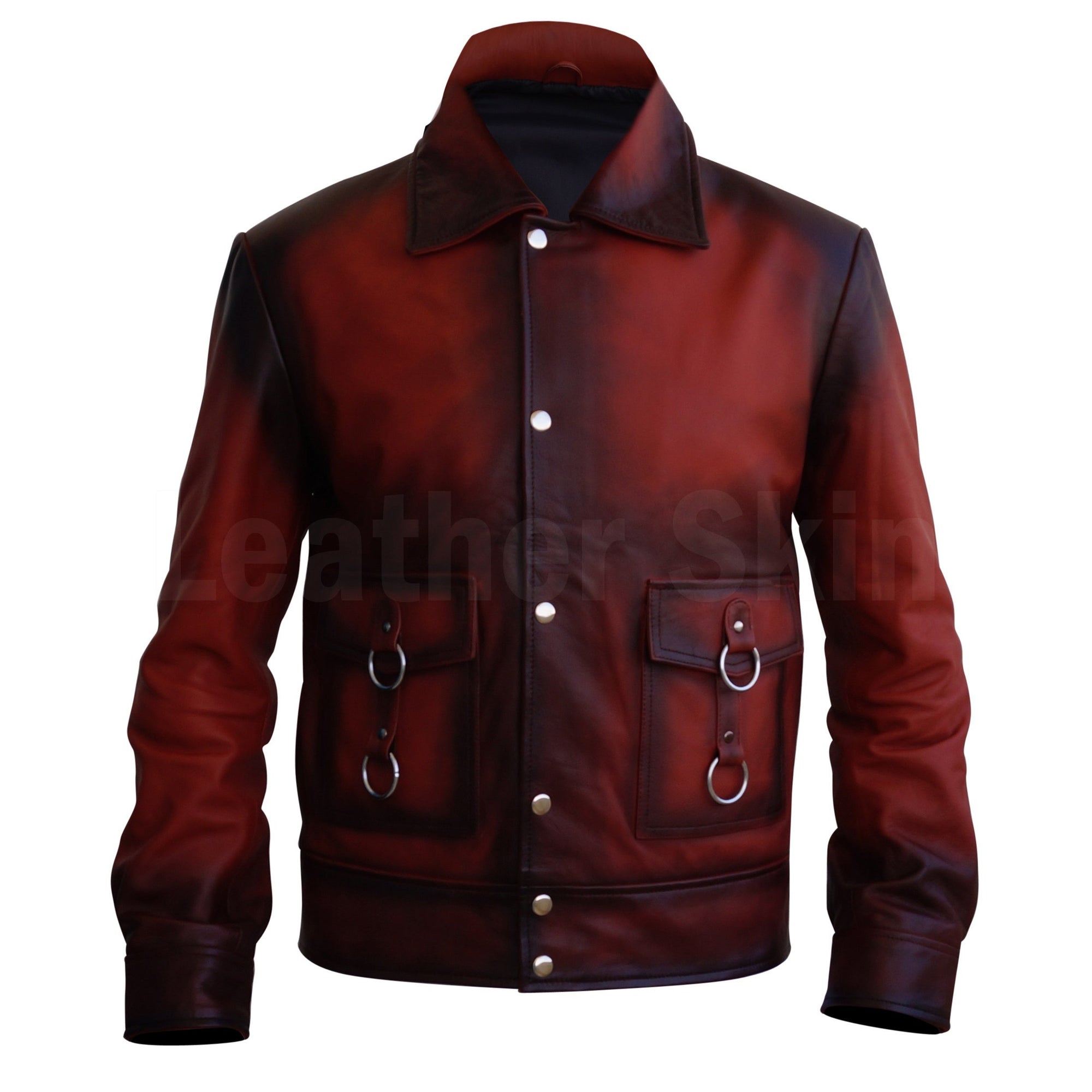 Men Maroon Zipper Leather Jacket – Leather Skin Shop - Leather Skin Shop