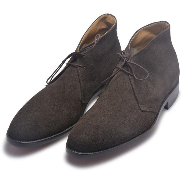 Men Gray Grey Lace Up Suede Chukka Leather Boots - Leather Skin Shop