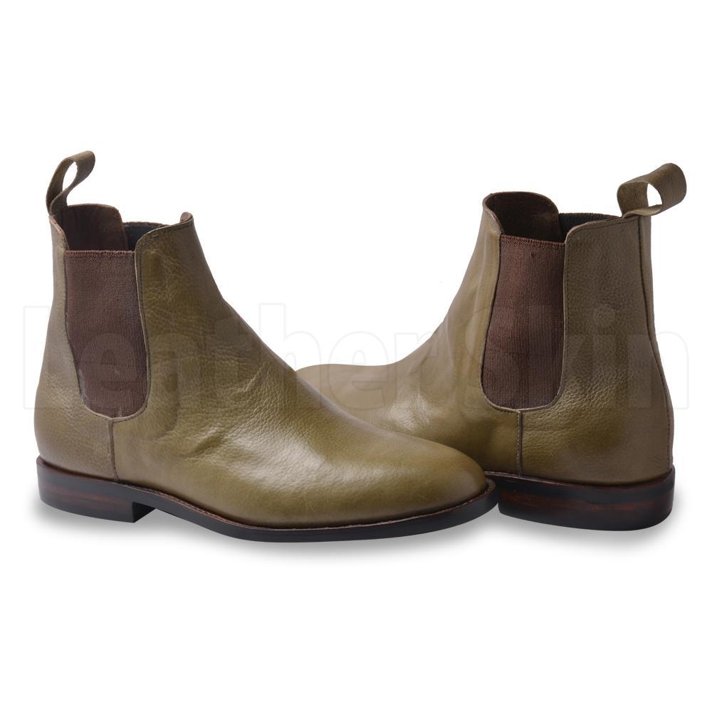 green leather boots mens