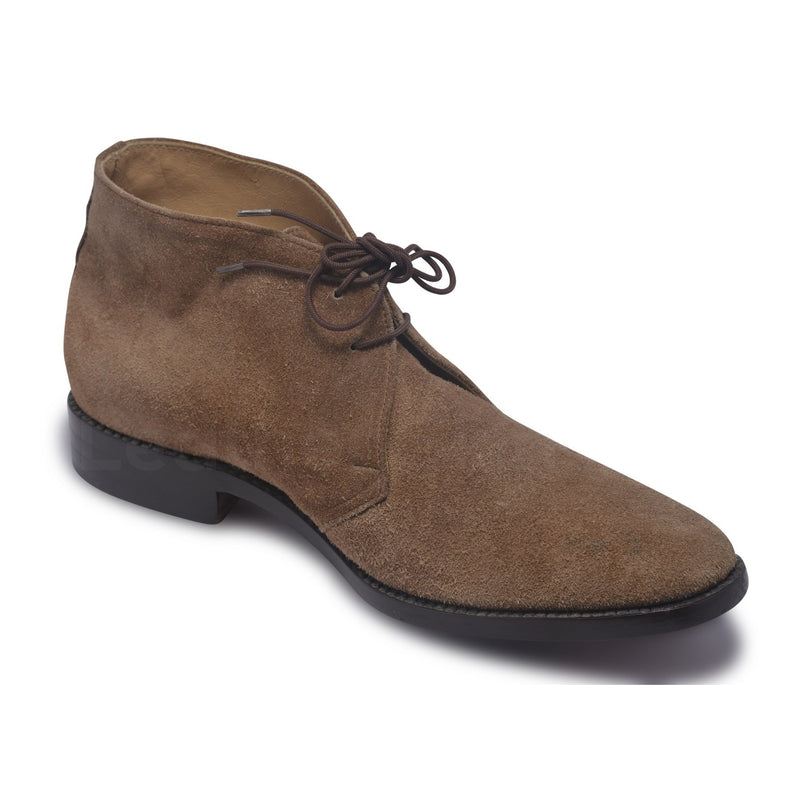 Men Light Brown Chukka Boots Suede Leather with Laces - Leather Skin Shop