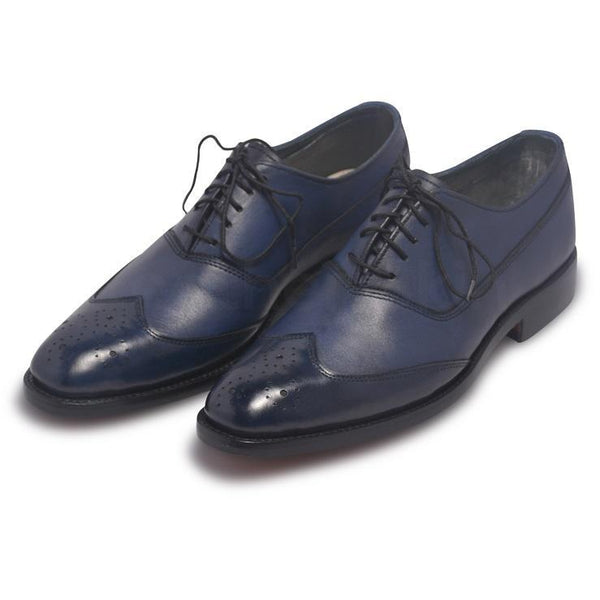 Men Oxford Blue Two-Tone Leather Shoes with Brogue Wingtip - Leather ...