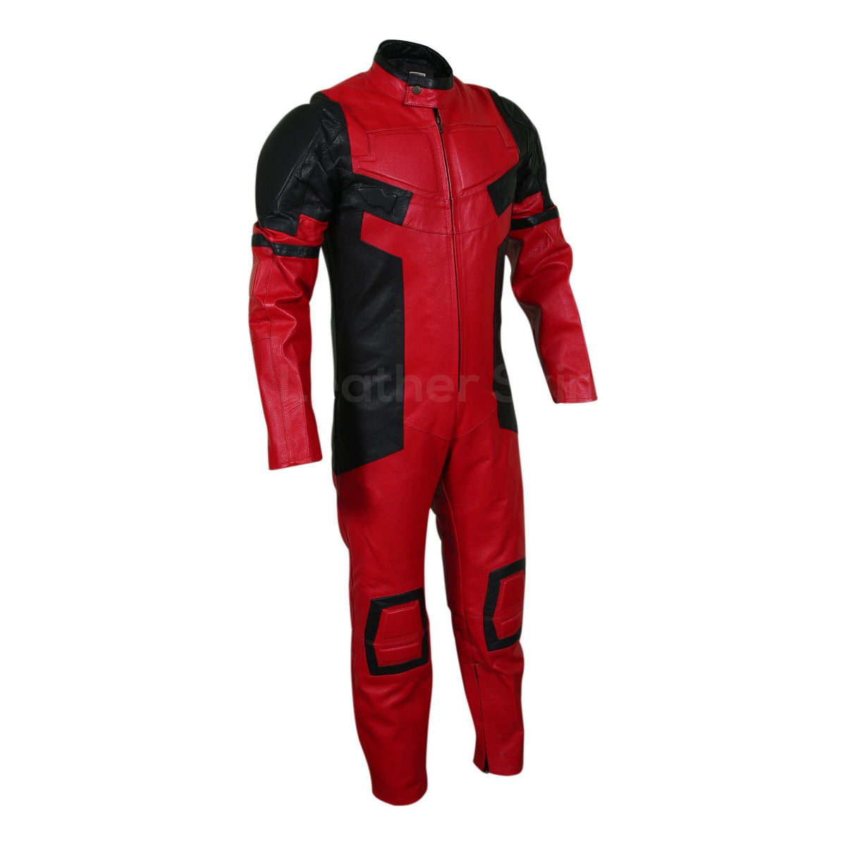 Men Red Black Motorcycle Genuine Leather Suit - Leather Shop
