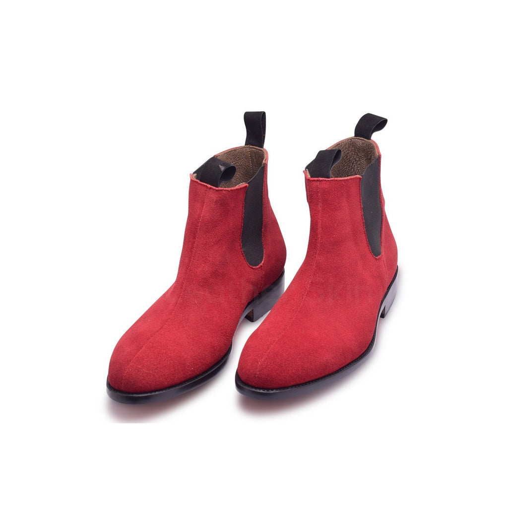 black and red chelsea boots