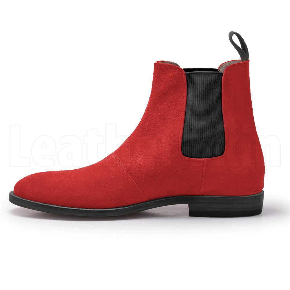 Men Red Chelsea Leather Boots - Leather Skin Shop