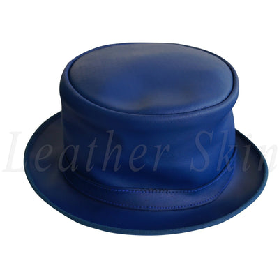 Blue Vintage Style Leather Hat English Men's and Women's Jazz Ska ...