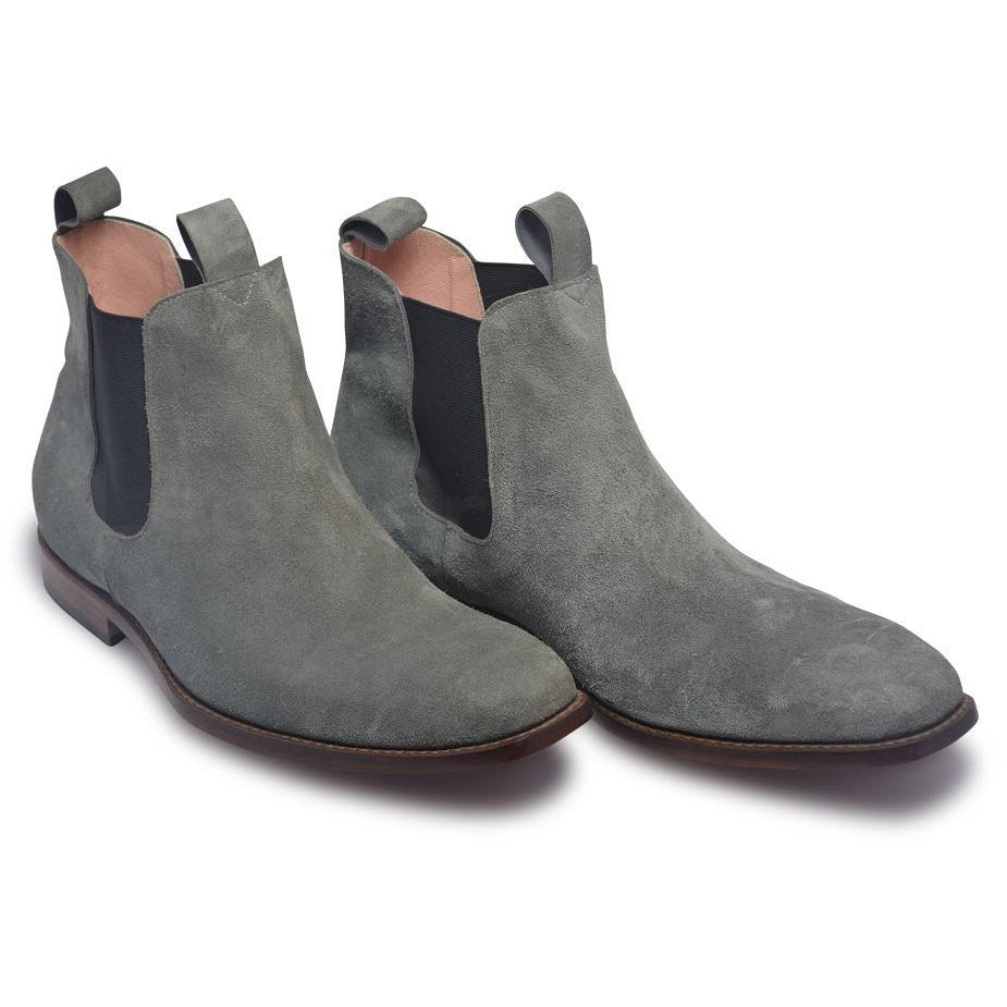 Grey suede Chelsea Leather Boots Men 