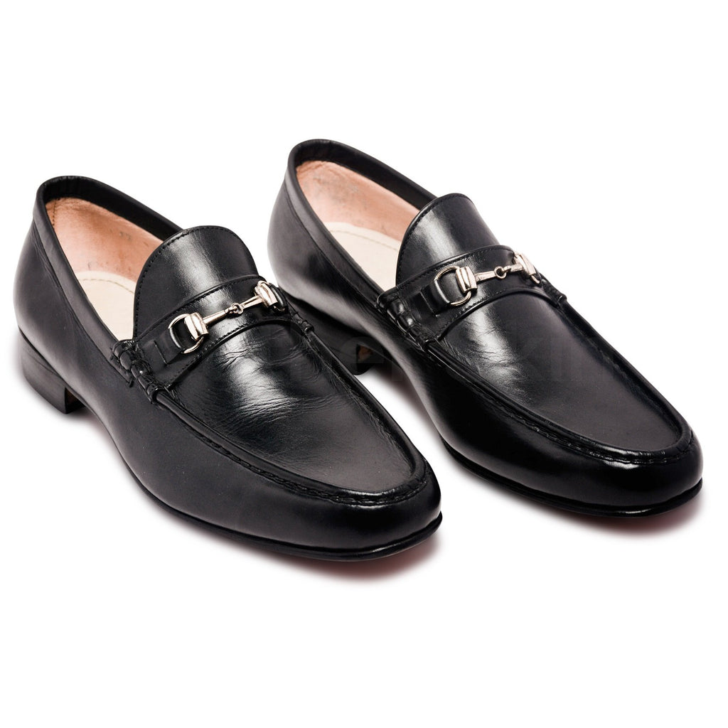 mens black leather loafers