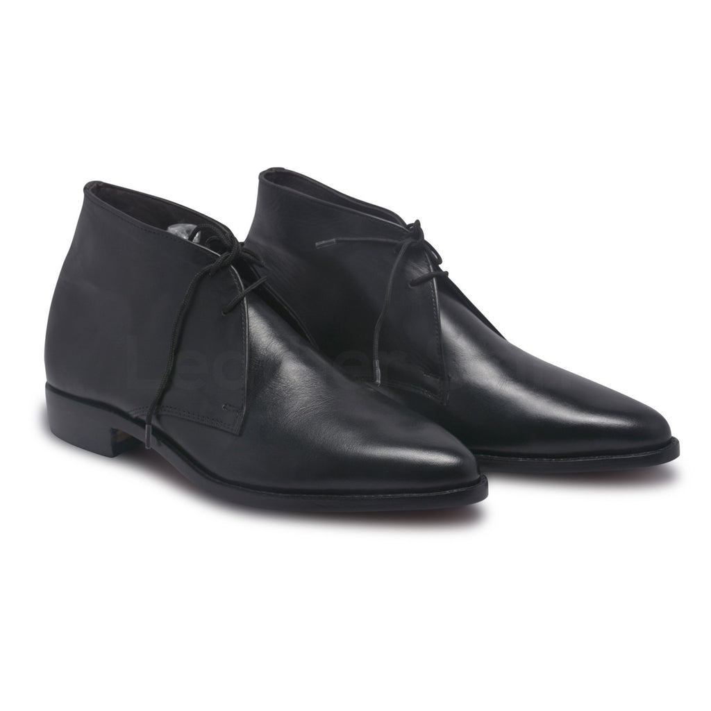 Mens Black Chukka Leather Boots with laces - Leather Skin Shop