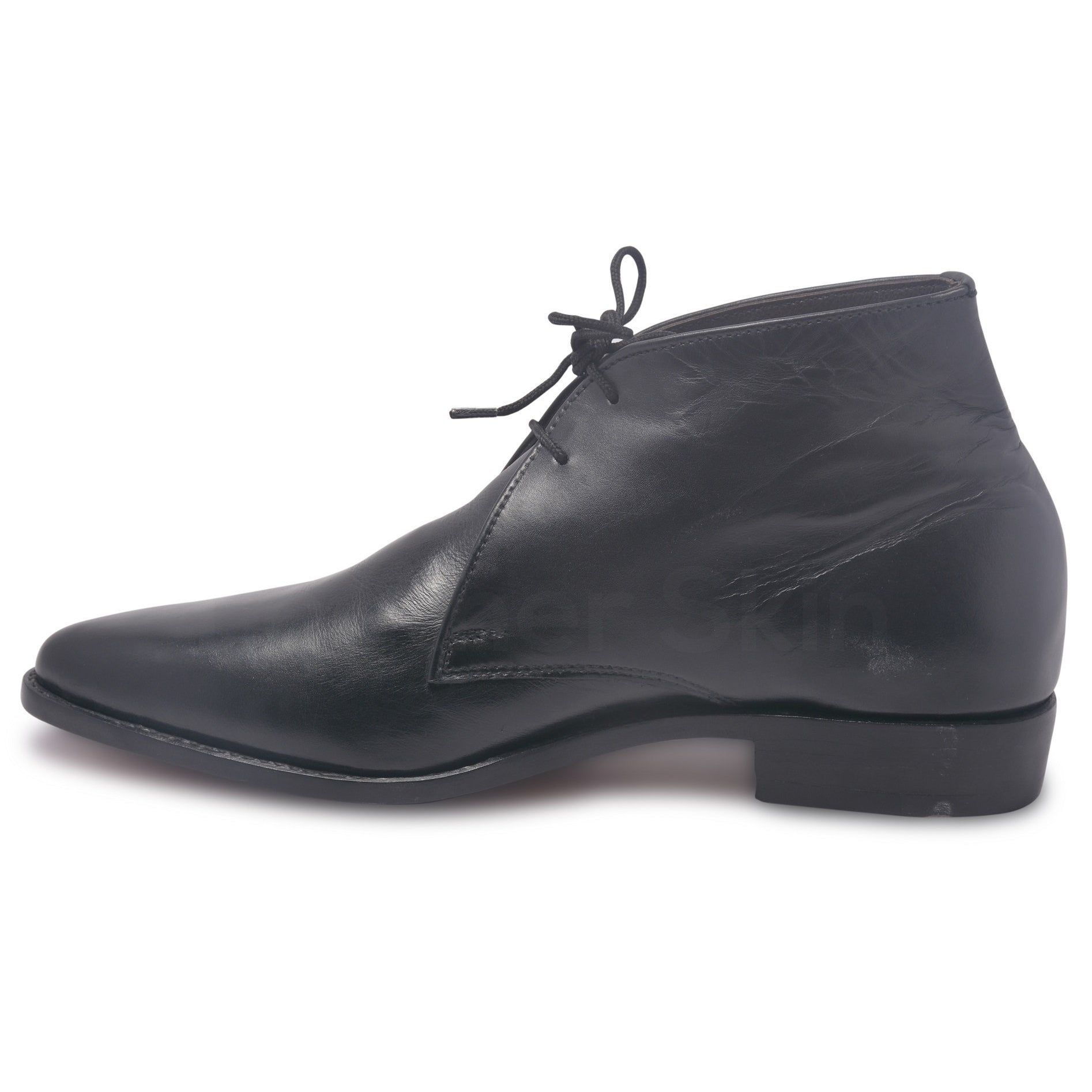 Mens Black Chukka Leather Boots with laces - Leather Skin Shop