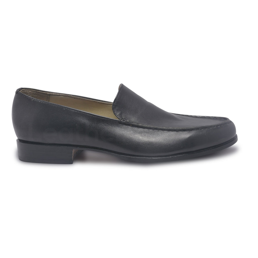 Mens Black Slip On Loafer Leather Shoes - Leather Skin Shop