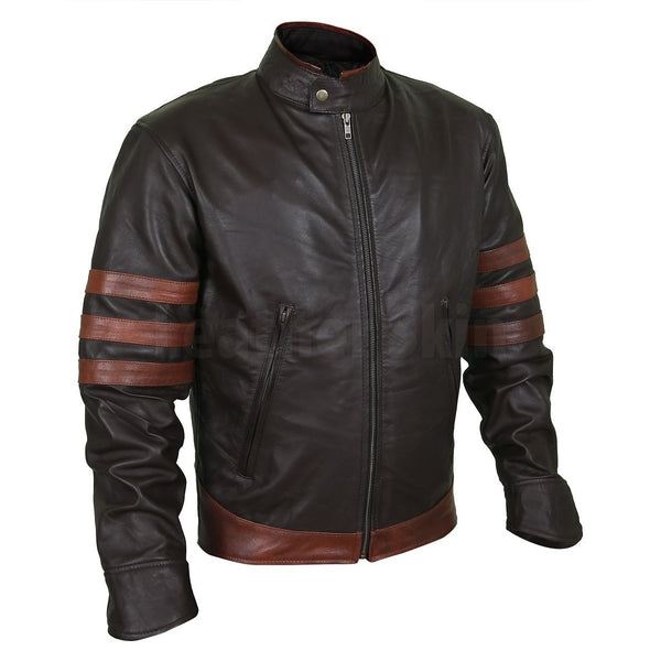 Model Black Leather Racer Jacket - Leather Skin Shop