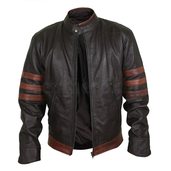 Model Black Leather Racer Jacket - Leather Skin Shop