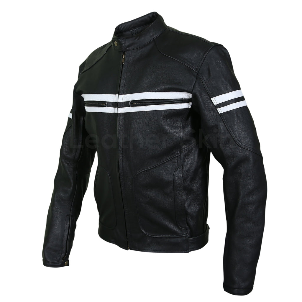 Download Men Black Hoodlum Vintage Biker Motorcycle Leather Jacket ...