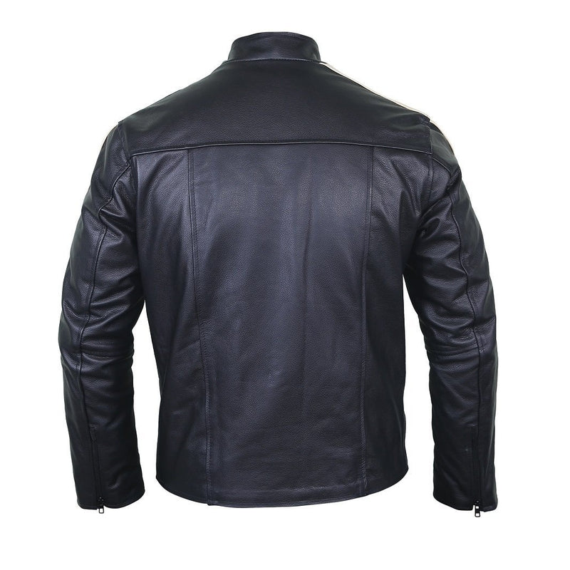 Simple Black Leather Field Jacket - Leather Skin Shop